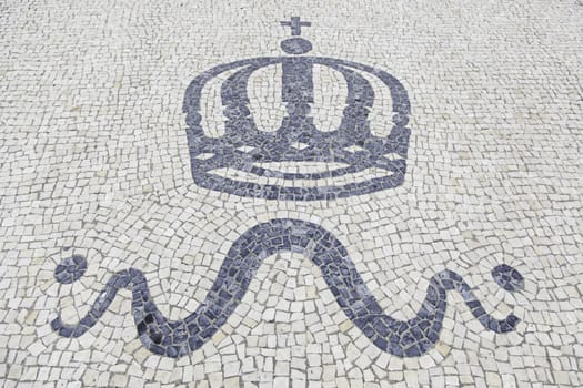 Mosaic floor, detail of a typical floor of the streets of Lisbon