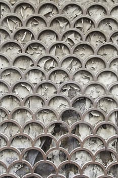 Metal wall details, detail of a textured, iron