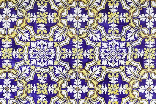 Typical decorative tiles, antique tiles detail Lisbon, art and decoration