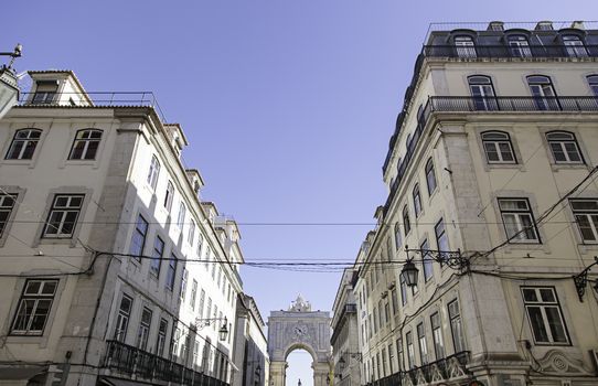 Lisbon old facade, detail of an old street portugal, tourism