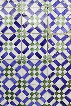 Typical decorative tiles, antique tiles detail Lisbon, art and decoration