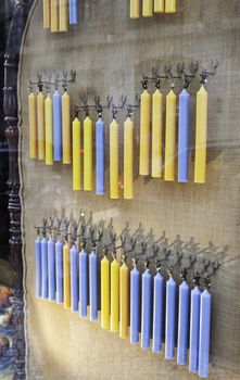 Candles hanging in gift shop, decoration