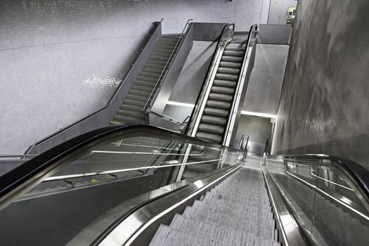Mechanical interior stairs in meter of Lisbon