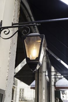 Lantern lit inside of station, lighting