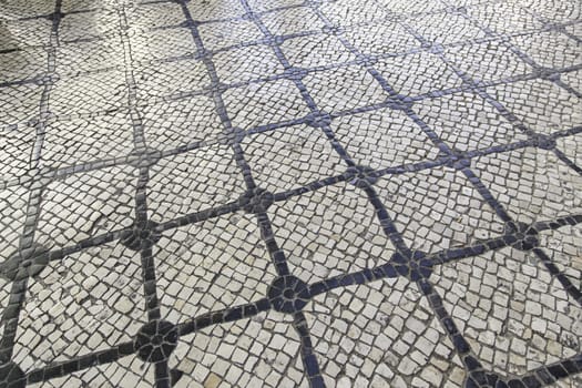 Mosaic floor, detail of a typical floor of the streets of Lisbon