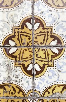 Typical decorative tiles, antique tiles detail Lisbon, art and decoration