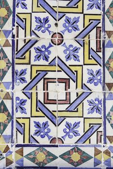 Typical decorative tiles, antique tiles detail Lisbon, art and decoration