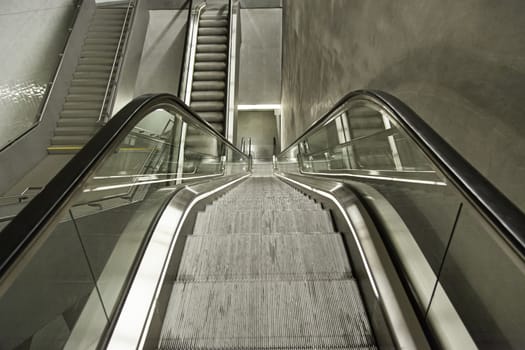 Escalators in the subway, detail of pedestrian transport