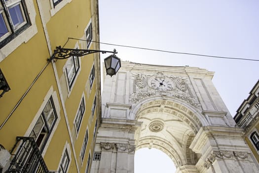Lisbon old facade, detail of an old street portugal, tourism