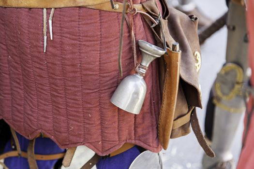 Medieval cup on a horse, detail of knight Templar