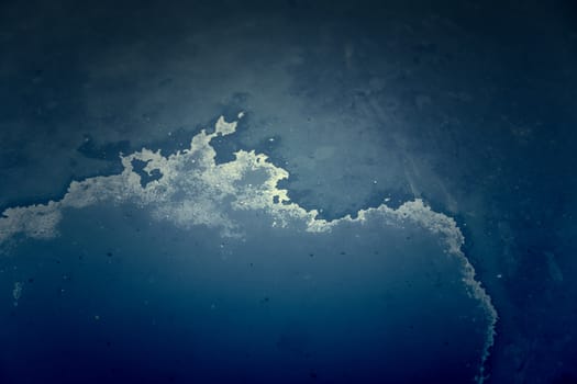 Detail of rusty blue background, textured background, passage of time