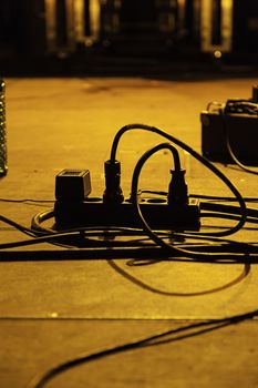 Cables in a rock concert, detail of music, sound and fun