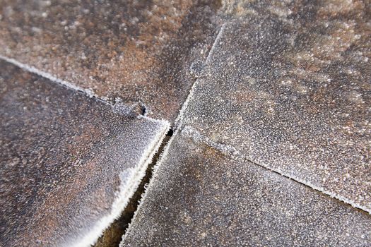 Frozen surface, detail of cold winter
