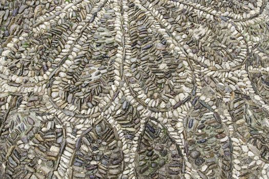 Mosaic decorated stone floor, detail of a medieval floor