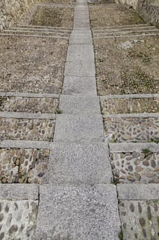 Old stone stairs, detail of an old medieval building