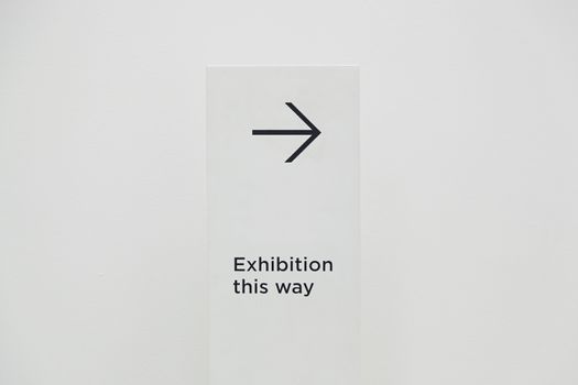 Signage arrow, detail of an information signal, exhibition