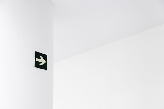 Signage arrow, detail of an information signal, exhibition