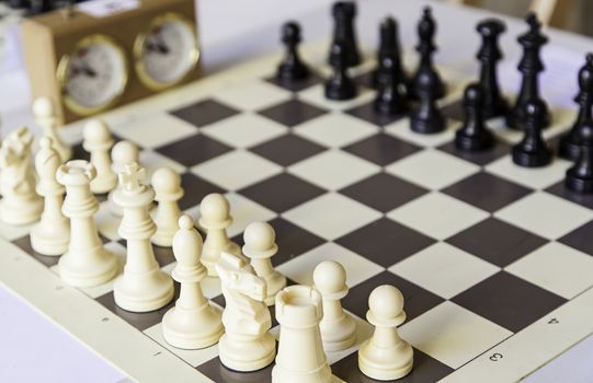 Chess championship, detail of a championship of intelligence, competition, board game