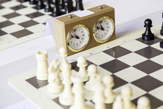 Chess championship, detail of a championship of intelligence, competition, board game