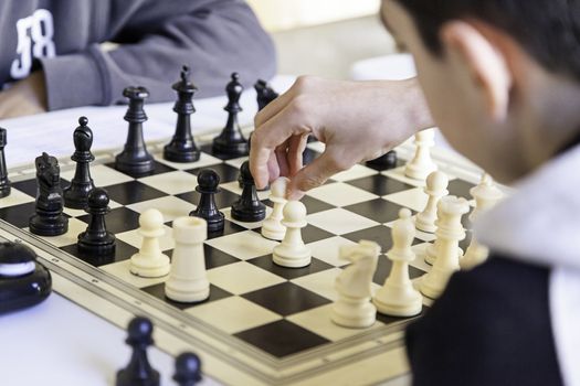 Chess championship, detail of a championship of intelligence, competition, board game