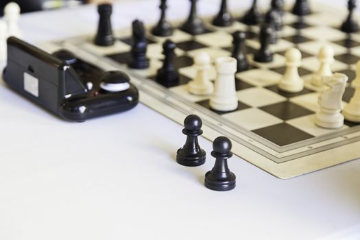 Chess championship, detail of a championship of intelligence, competition, board game