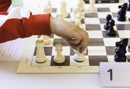 Chess championship, detail of a championship of intelligence, competition, board game