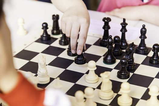 Chess championship, detail of a championship of intelligence, competition, board game
