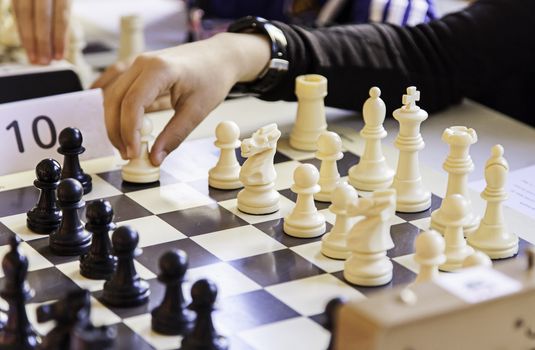 Chess championship, detail of a championship of intelligence, competition, board game