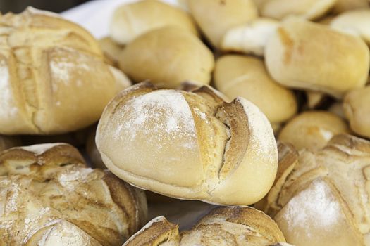 Artisan bread, detail of baked bread on the street