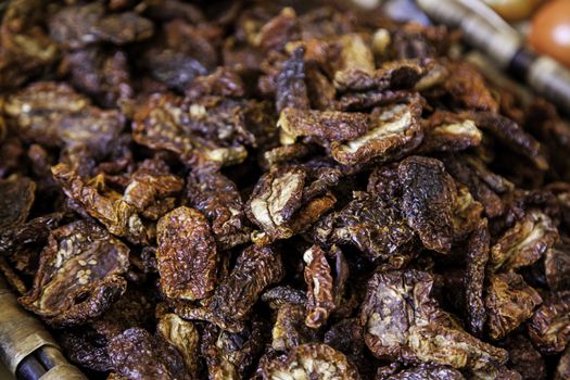 Dried tomatoes, detail of dried vegetables, preservation, healthy food