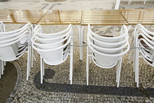 Chairs terrace bar, detail of place for relaxation and rest