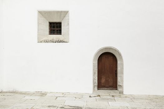 Old medieval door, detail of an old door of a castle
