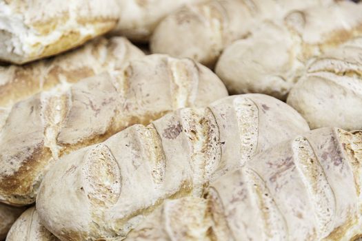 Artisan bread, detail of baked bread on the street