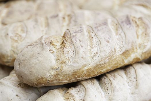Artisan bread, detail of baked bread on the street