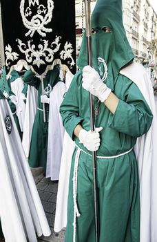 Holy week procession, detail of christian tradition, religion, faith and devotion