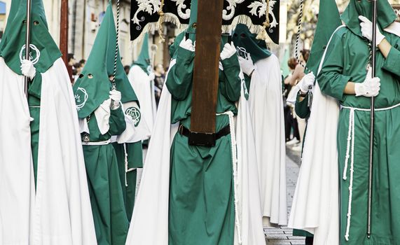 Holy week procession, detail of christian tradition, religion, faith and devotion