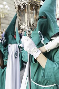 Holy week procession, detail of christian tradition, religion, faith and devotion