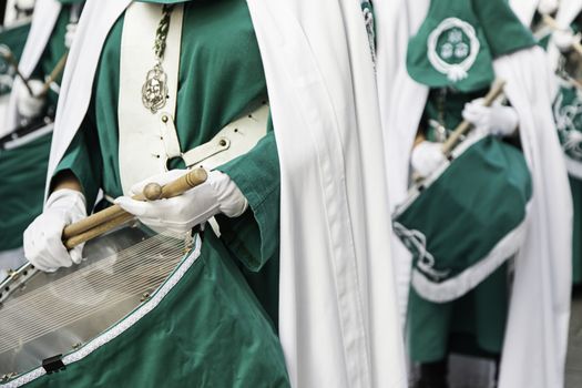 Holy week procession, detail of christian tradition, religion, faith and devotion