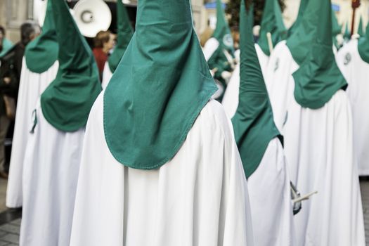 Holy week procession, detail of christian tradition, religion, faith and devotion