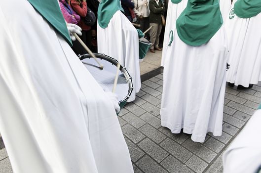 Holy week procession, detail of christian tradition, religion, faith and devotion