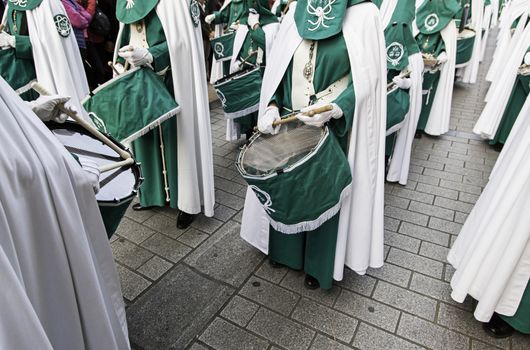 Holy week procession, detail of christian tradition, religion, faith and devotion