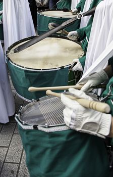 Holy week procession, detail of christian tradition, religion, faith and devotion