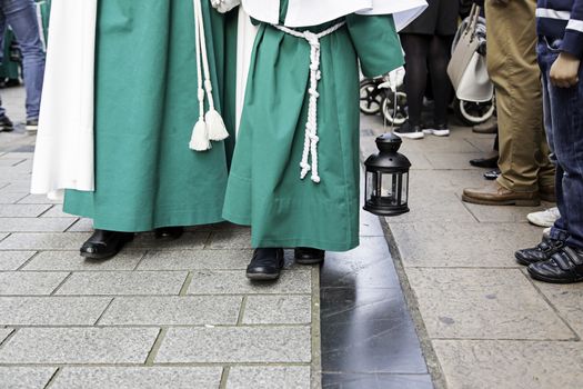 Holy week procession, detail of christian tradition, religion, faith and devotion