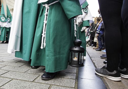 Holy week procession, detail of christian tradition, religion, faith and devotion