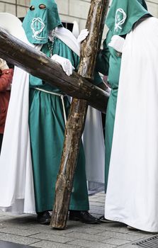 Holy week procession, detail of christian tradition, religion, faith and devotion