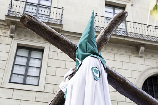 Holy week procession, detail of christian tradition, religion, faith and devotion