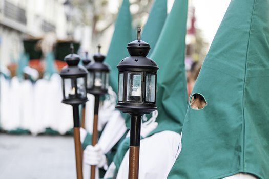 Holy week procession, detail of christian tradition, religion, faith and devotion