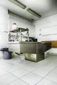 Autopsy room, detail of a hospital, human study, university