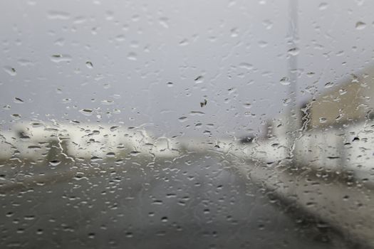 Crystal rain, detail of rainy day, cold and water, winter