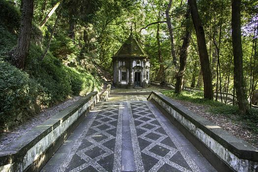Religious walk in nature, detail of Bom Jesus in Braga, Portuga, place of pregrinacion